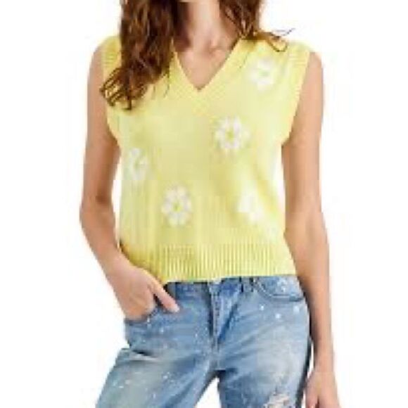 Just Polly New York 2X pink daisy floral sweater vest - Picture 1 of 3